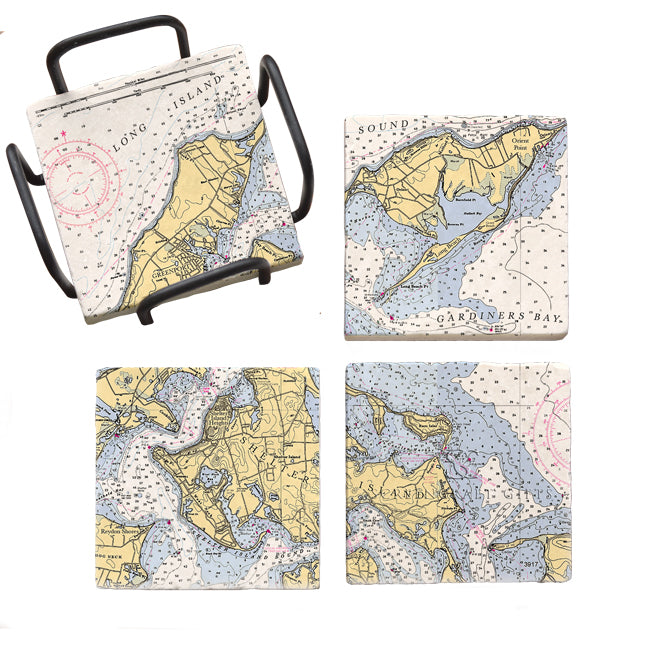 Gardiners Bay, NY - Marble Coaster Set