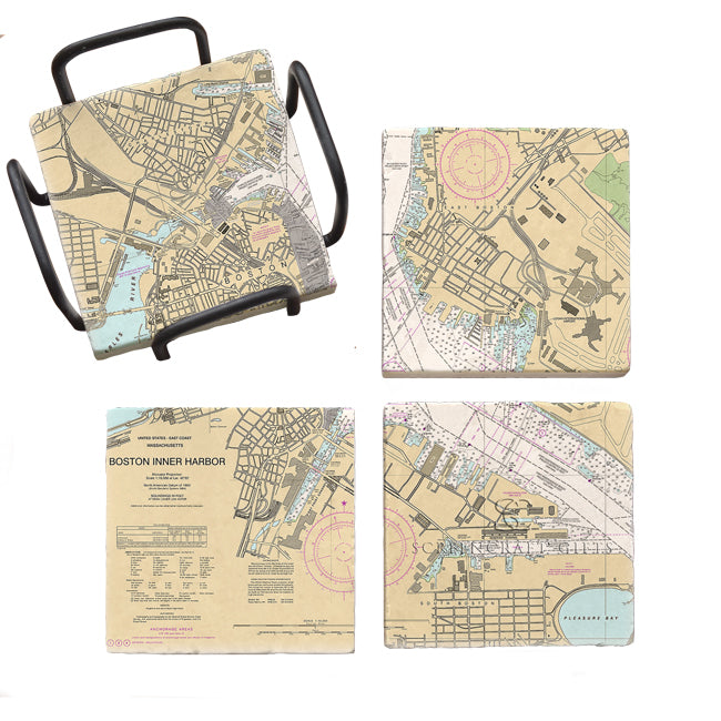 Boston, MA - Marble Coaster Set