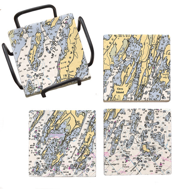 Orrs Island, ME - Marble Coaster Set