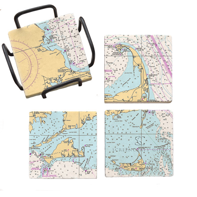 Cape Cod and the Islands - Marble Coaster Set