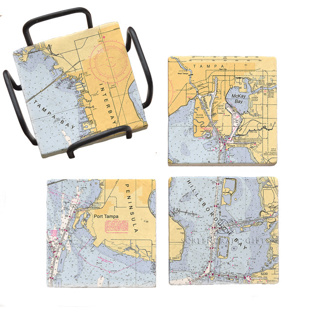 Tampa Bay, FL- Marble Coaster Set