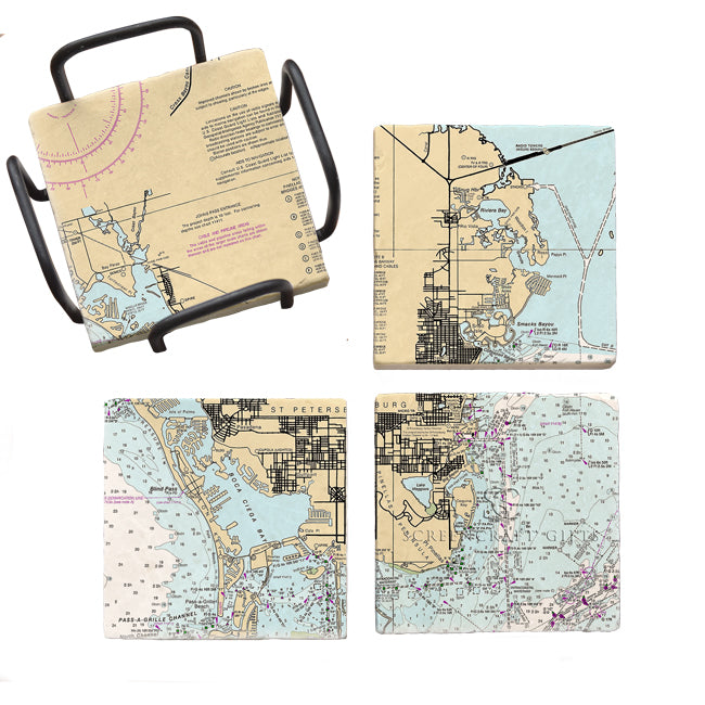St. Petersburg, FL- Marble Coaster Set