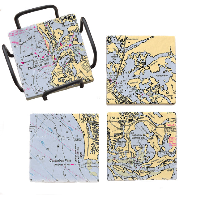 Marco Island, FL - Marble Coaster Set