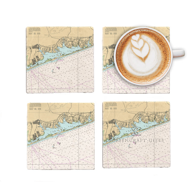 Moriches Bay, NY - Marble Coaster Set