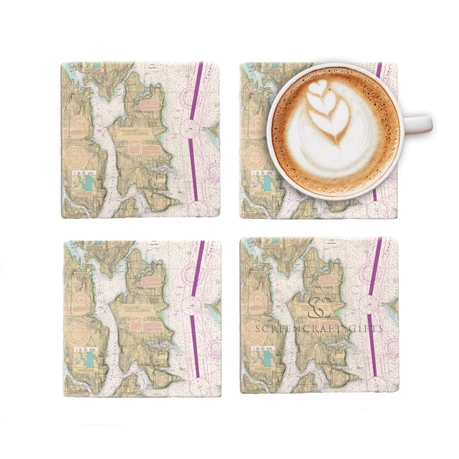 Bainbridge Island, WA -  Marble Coaster Set