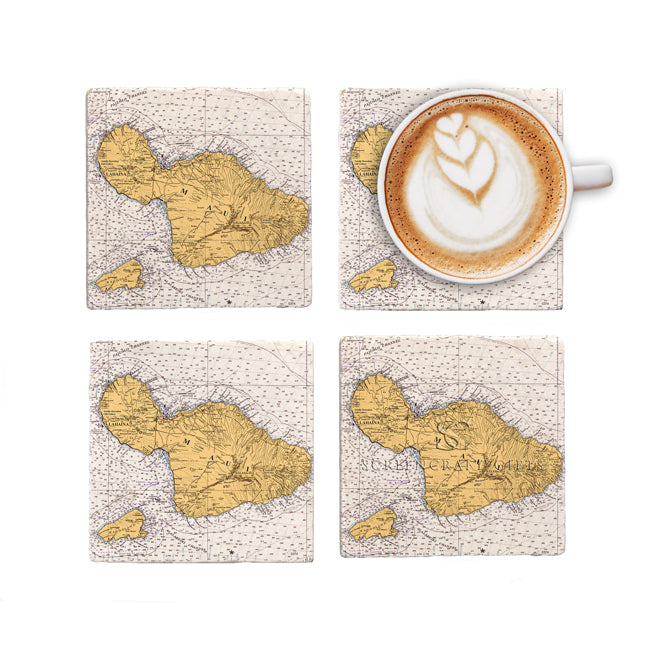 Maui, Hawaii - Marble Coaster Set