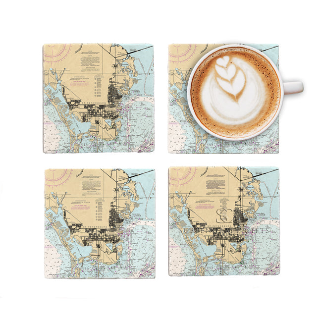 St. Petersburg, FL- Marble Coaster Set