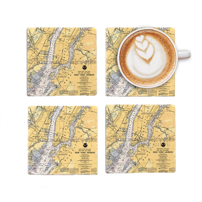 New York, NY - Marble Coaster Set