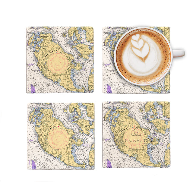 San Juan Island, WA -  Marble Coaster Set