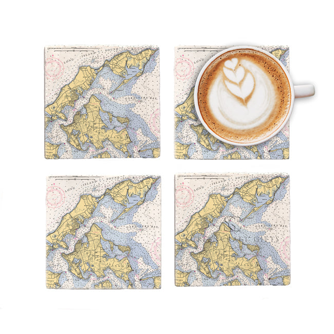 Gardiners Bay, NY - Marble Coaster Set