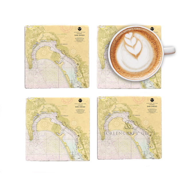 San Diego, CA -  Marble Coaster Set