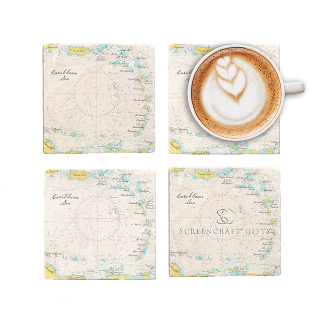 The Caribbean Sea- Marble Coaster Set