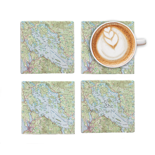 Lake Winnipesaukee, NH -  Marble Coaster Set