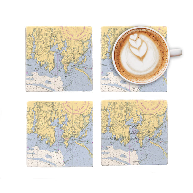 Stonington, CT - Marble Coaster Set