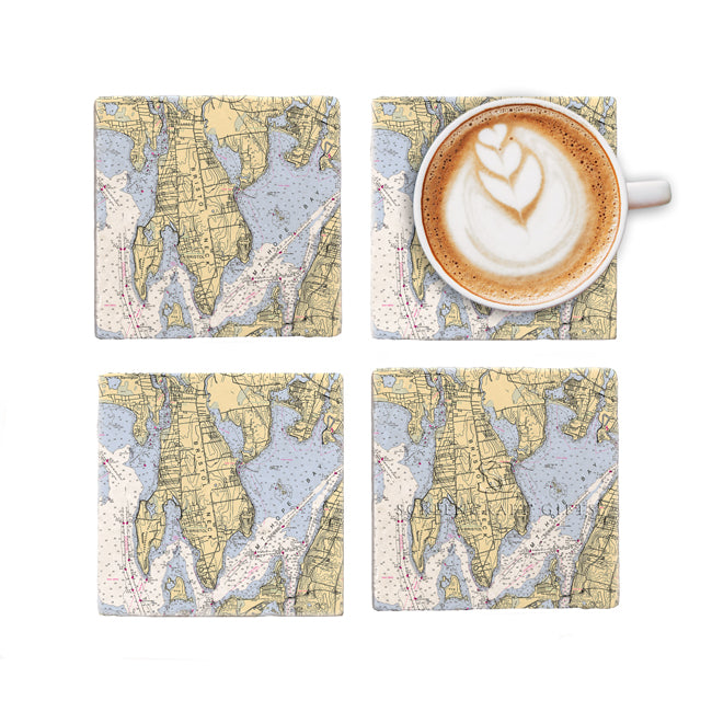 Bristol, RI- Marble Coaster Set