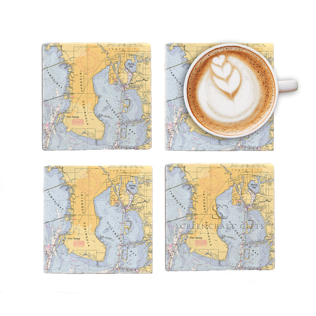 Tampa Bay, FL- Marble Coaster Set