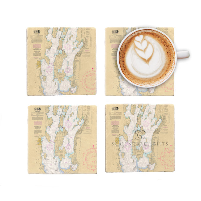 Lake Champlain, VT - Marble Coaster Set