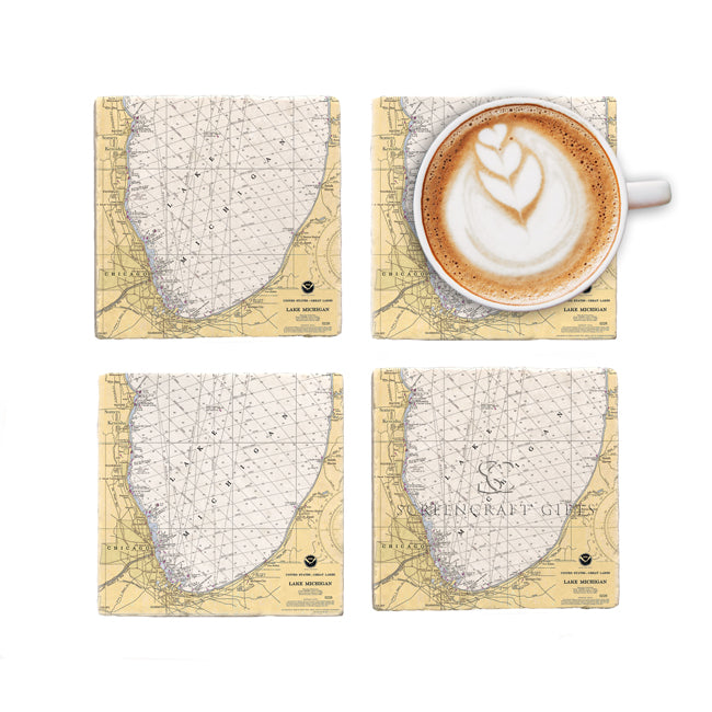 Lake Michigan -  Marble Coaster Set