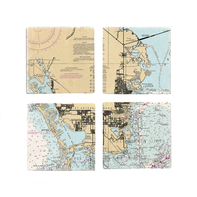 St. Petersburg, FL- Marble Coaster Set