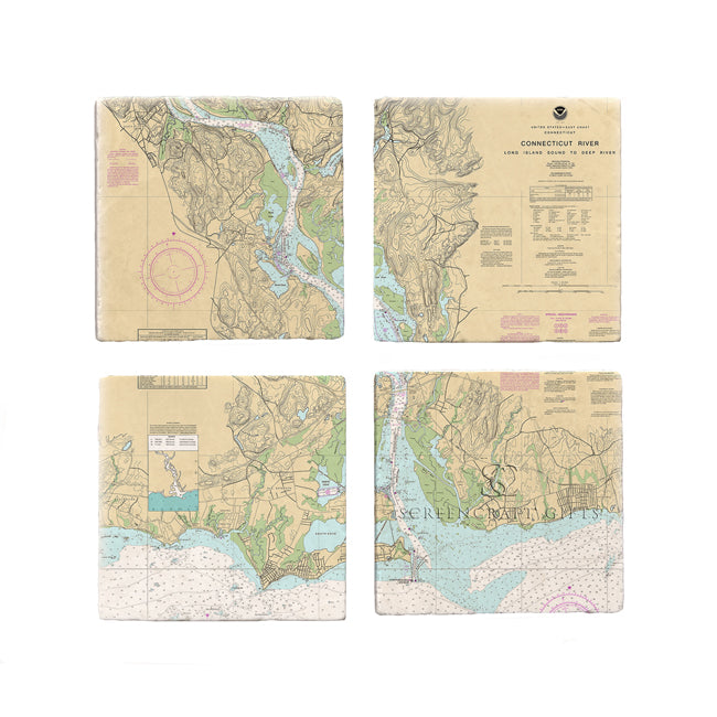 Connecticut River- Marble Coaster Set