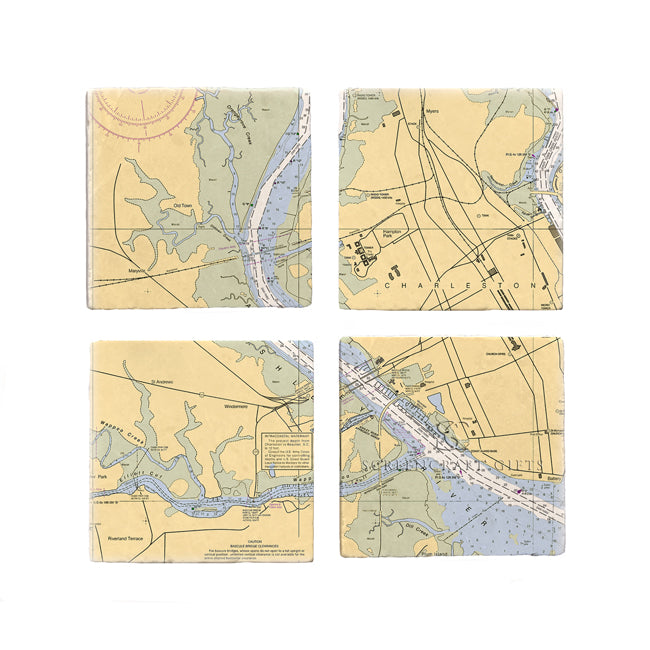 Ashley River, SC- Marble Coaster Set