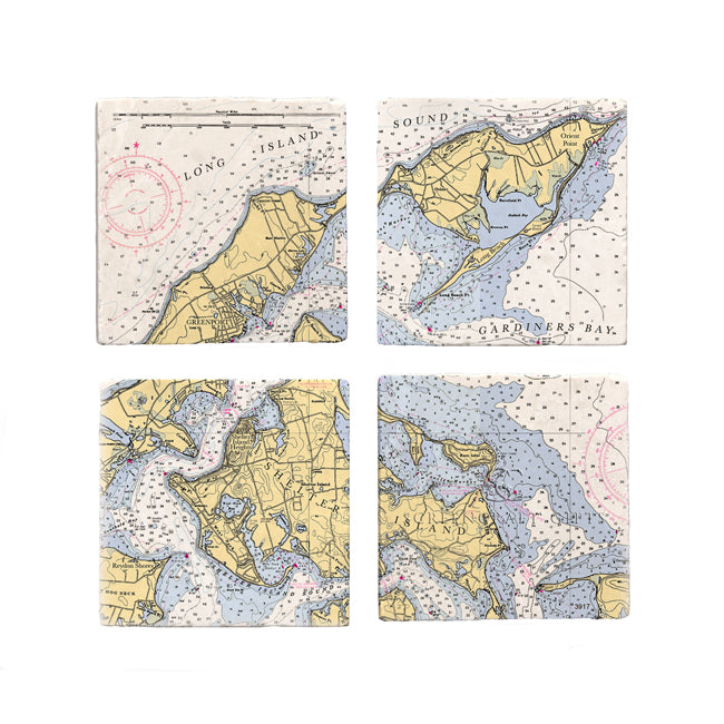 Gardiners Bay, NY - Marble Coaster Set