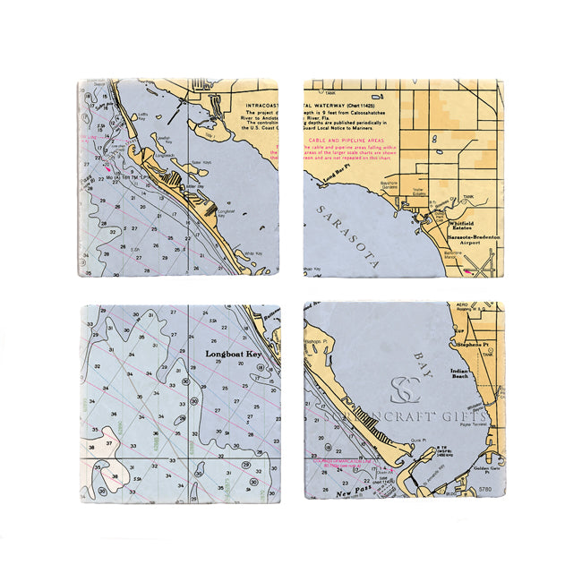 Longboat Key, FL - Marble Coaster Set