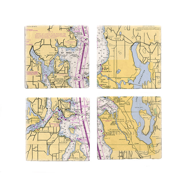 Seattle, WA- Marble Coaster Set