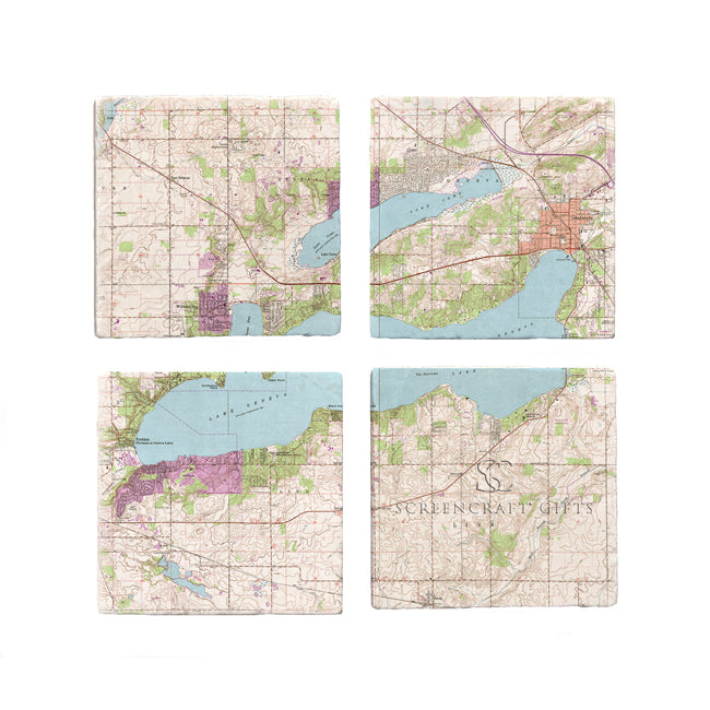 Lake Geneva, WI - Marble Coaster Set