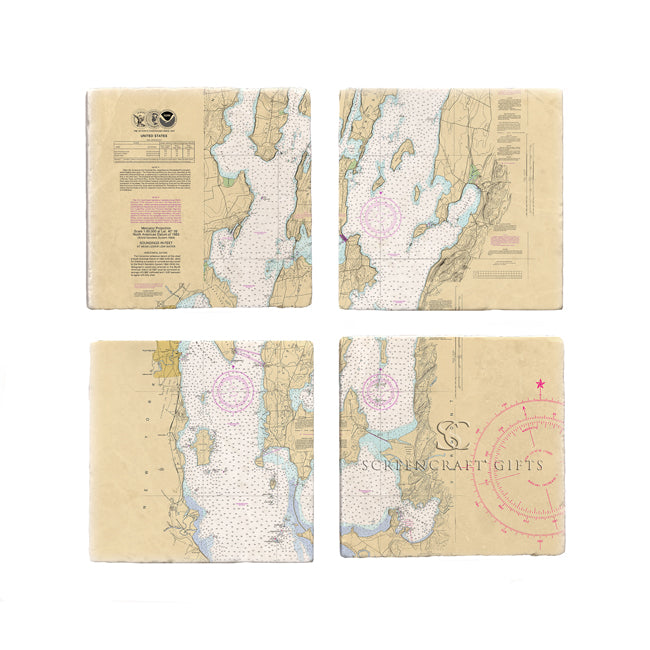 Lake Champlain, VT - Marble Coaster Set