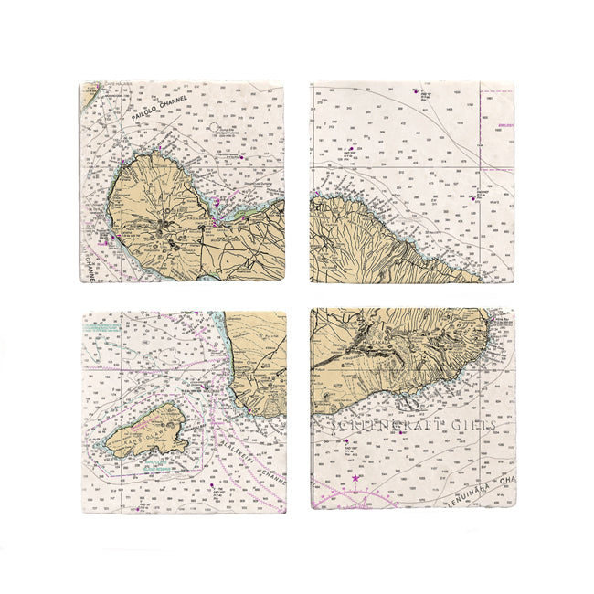 Maui, Hawaii - Marble Coaster Set