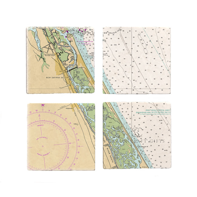 New Smyrna Beach, FL - Marble Coaster Set