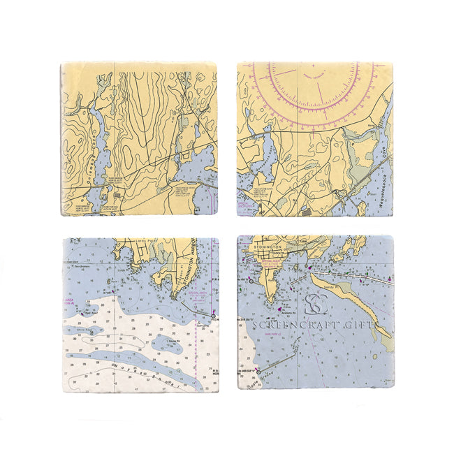 Stonington, CT - Marble Coaster Set
