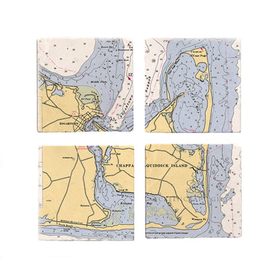 Chappaquiddick, MA- Marble Coaster Set