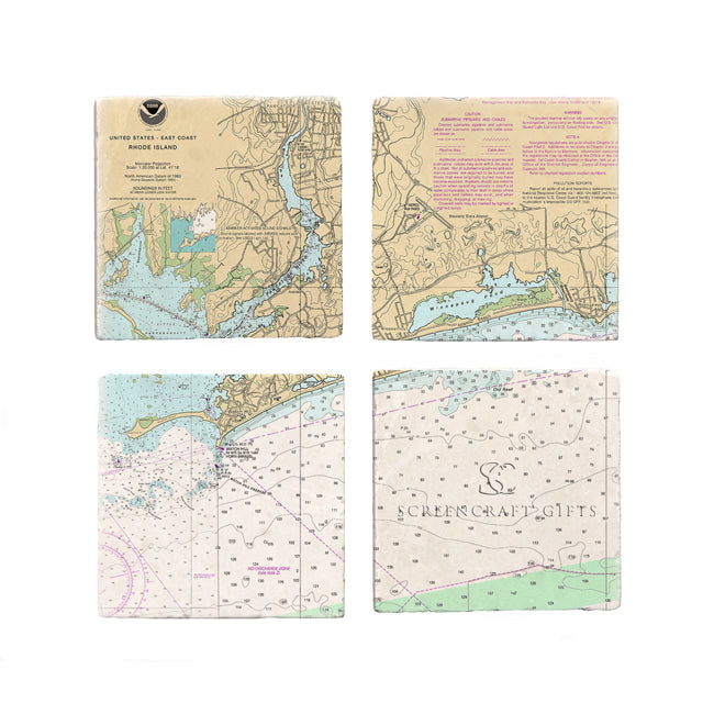 Westerly, RI  - Marble Coaster Set