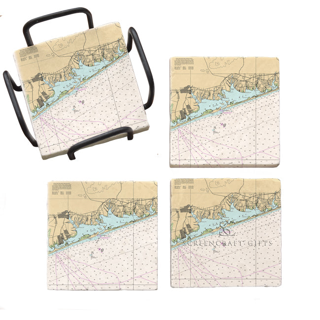 Moriches Bay, NY - Marble Coaster Set