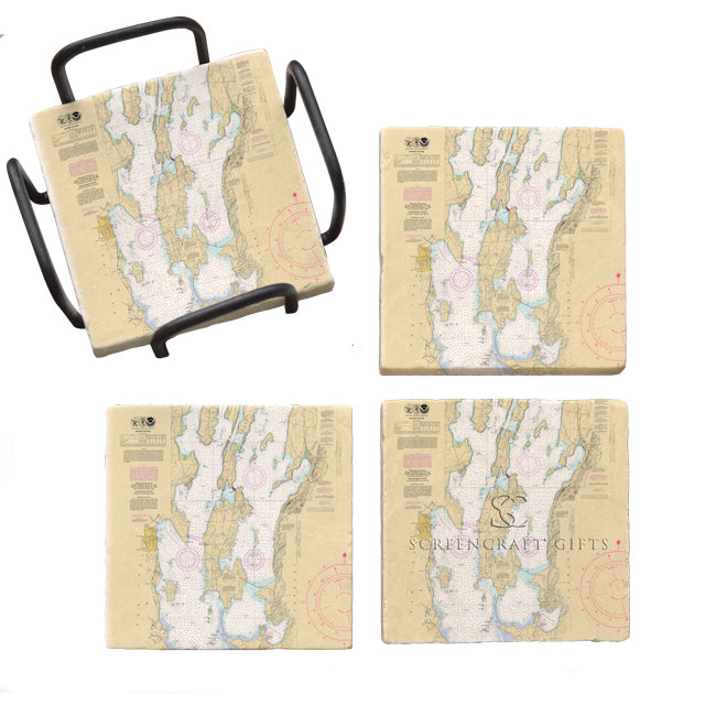 Lake Champlain, VT - Marble Coaster Set