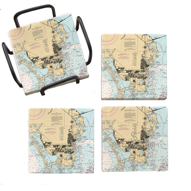 St. Petersburg, FL- Marble Coaster Set