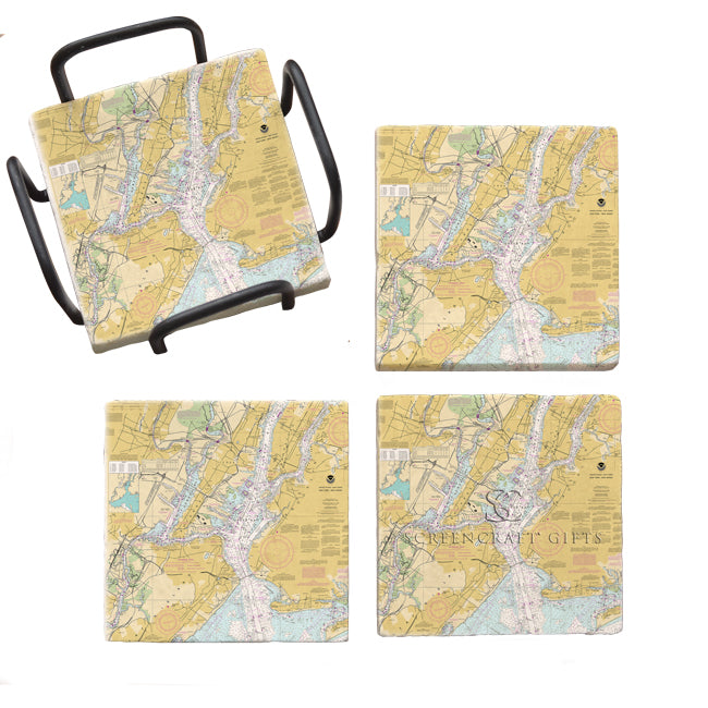 Jersey City, NJ - Marble Coaster Set