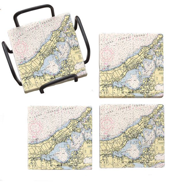 Peconic Bay, NY - Marble Coaster Set