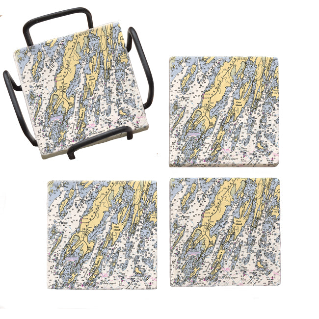 Orrs Island, ME - Marble Coaster Set