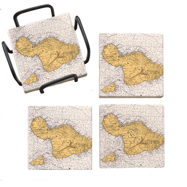 Maui, Hawaii - Marble Coaster Set