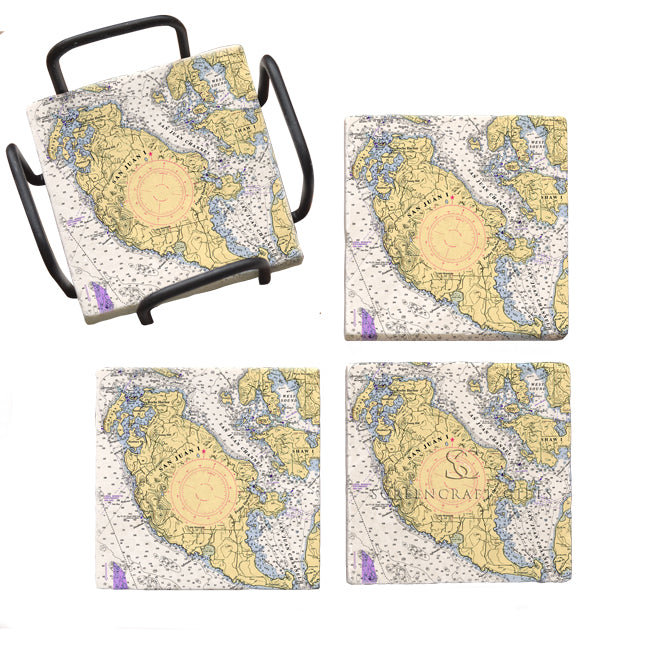 San Juan Island, WA -  Marble Coaster Set