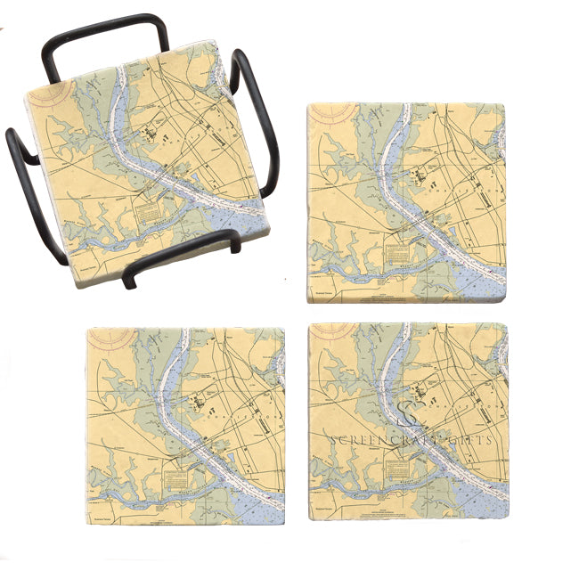 Ashley River, SC- Marble Coaster Set