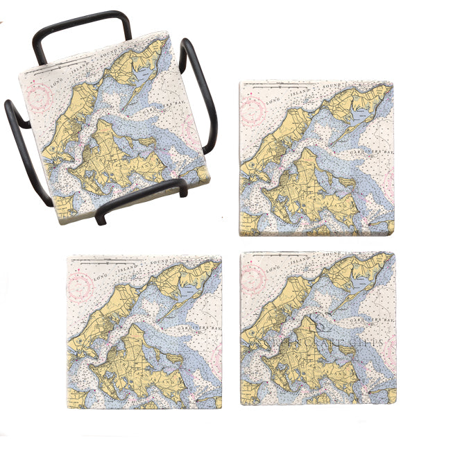 Gardiners Bay, NY - Marble Coaster Set