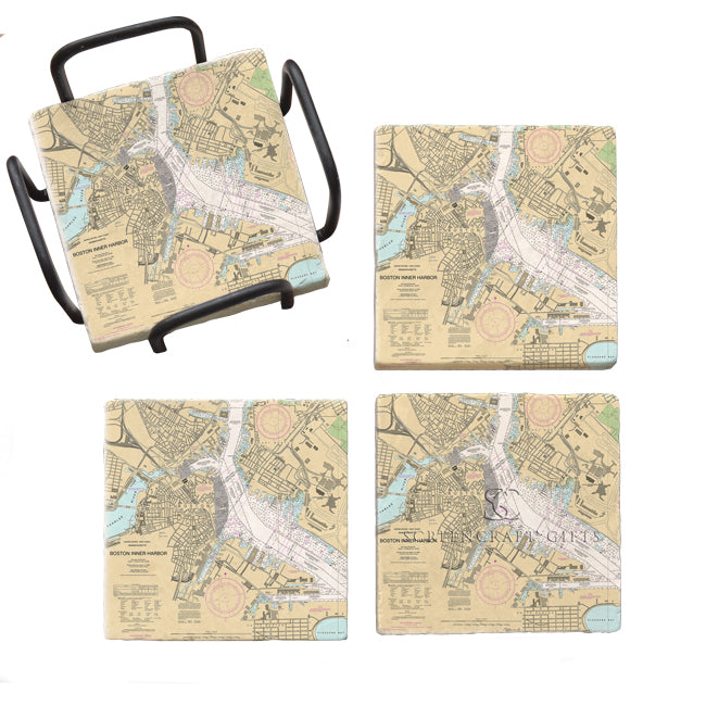 Boston, MA - Marble Coaster Set