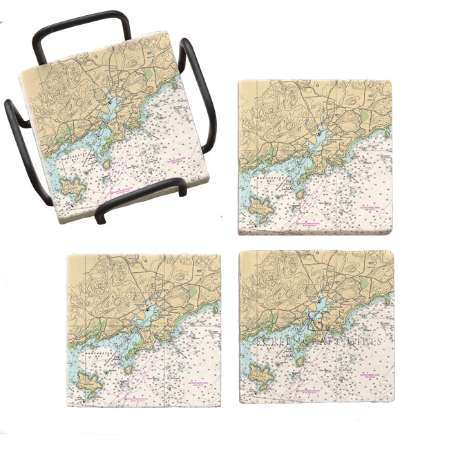 Manchester by the Sea, MA - Marble Coaster Set