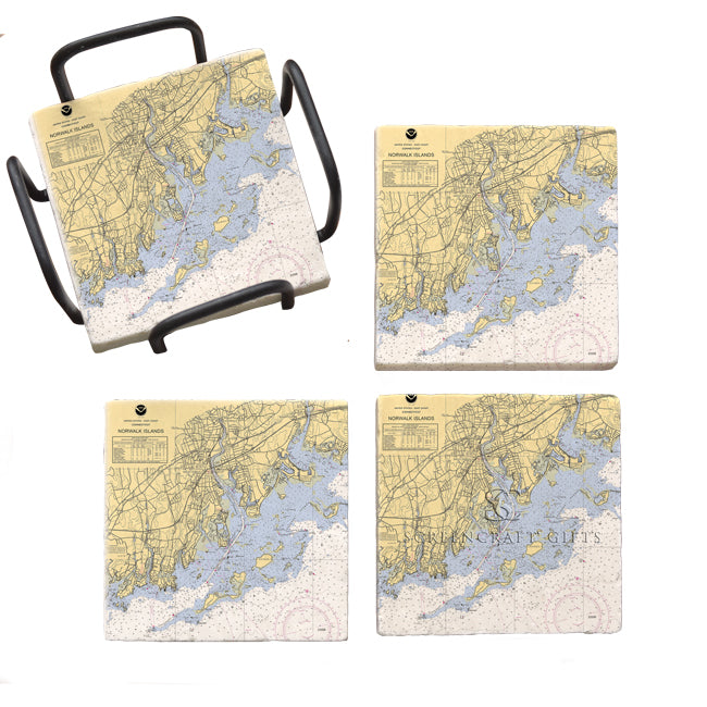 Norwalk, CT - Marble Coaster Set