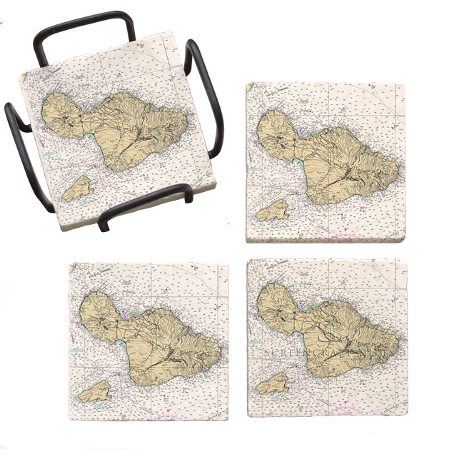 Maui, Hawaii - Marble Coaster Set