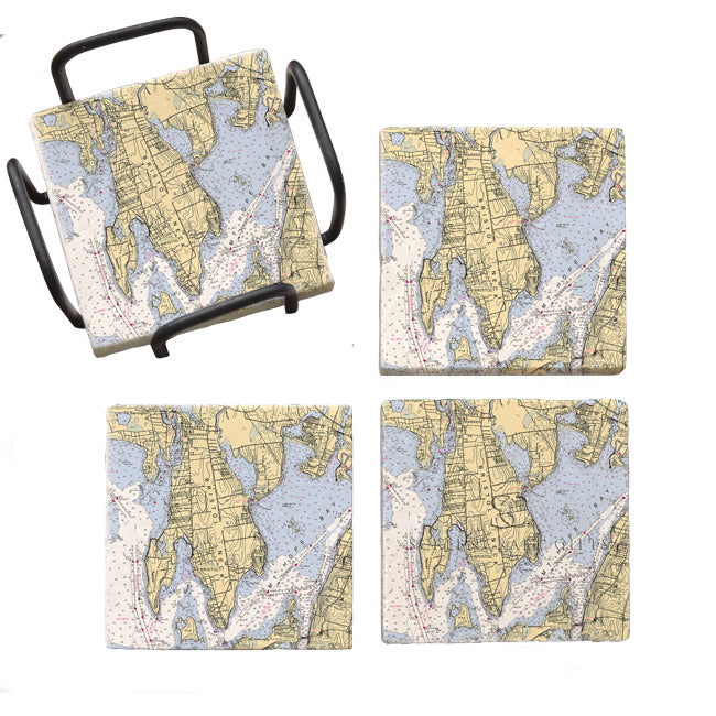 Bristol, RI- Marble Coaster Set